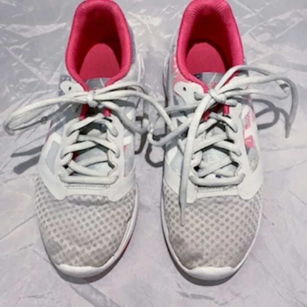 ASICS Patriot 10 Athletic Shoes Pink Grey White Sneakers Girl's 3.5 Amplifoam